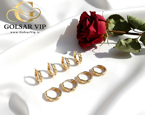 گوشواره کارتیر رنگ ثابت و ضد حساسیت آلیاژ استیل با آبکاری طلا کیفیت بالا