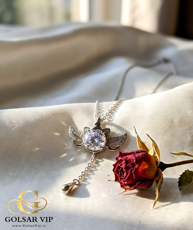 گردنبند پاندا بال متحرک رنگ ثابت و ضد حساسیت آلیاژ استیل کیفیت بالا