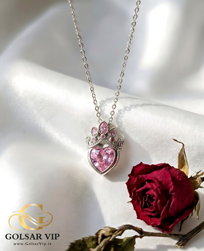گردنبند راپونزل صورتی رنگ ثابت و ضد حساسیت آلیاژ استیل کیفیت