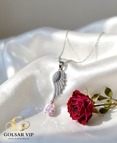 گردنبند قلب تک بال رنگ ثابت و ضد حساسیت آلیاژ استیل کیفیت بالا