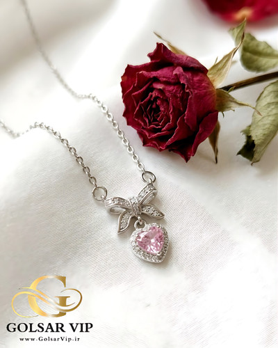 گردنبند پاپیون آویز قلب رنگ ثابت و ضد حساسیت آلیاژ استیل با کیفیت عالی