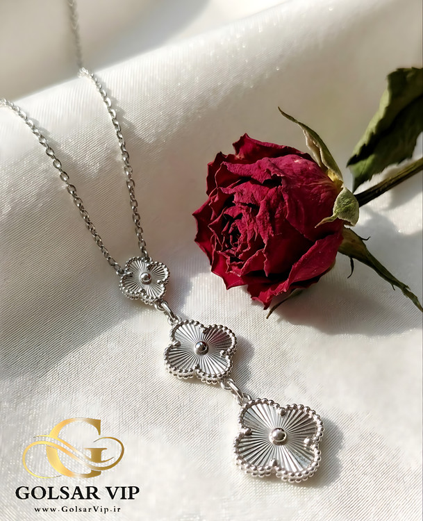 گردنبند ونکلیف نقرهای رنگ ثابت و ضد حساسیت آلیاژ استیل با آبکاری طلا کیفیت بالا