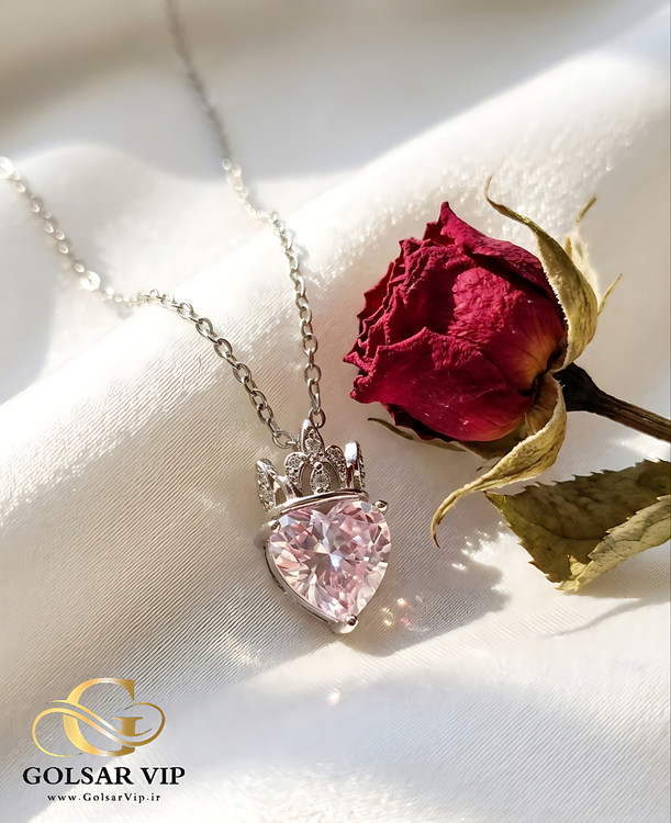 گردنبند قلب براق تاج رنگ ثابت و ضد حساسیت آلیاژ استیل کیفیت بالا