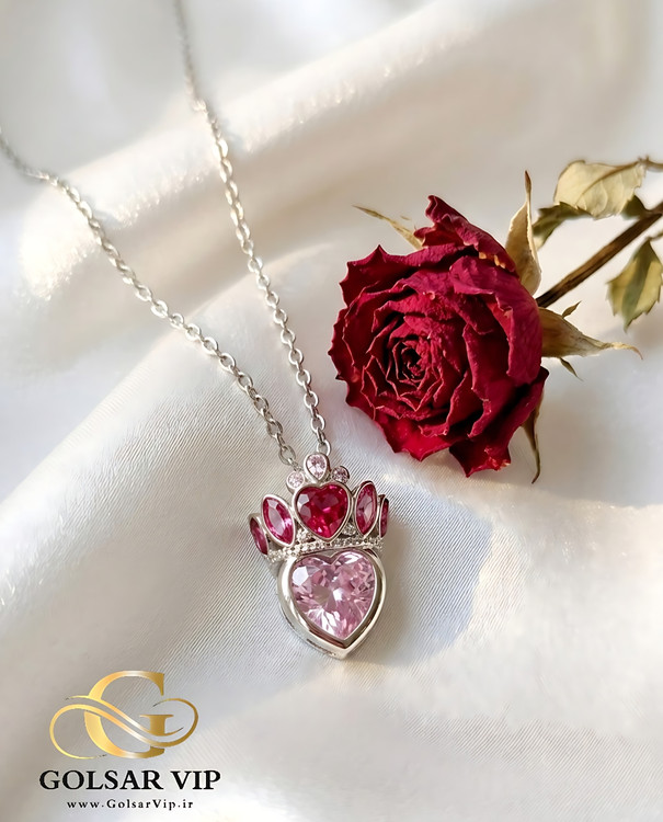 گردنبند ملکه صورتی رنگ ثابت و ضد حساسیت آلیاژ استیل کیفیت