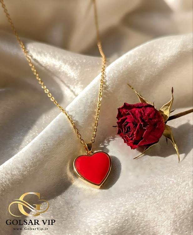 گردنبند قلب لاکت رنگ ثابت و ضد حساسیت آلیاژ استیل با آبکاری طلا کیفیت عالی
