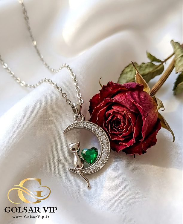 گردنبند ماه گربه رنگ ثابت و ضد حساسیت آلیاژ استیل کیفیت بالا