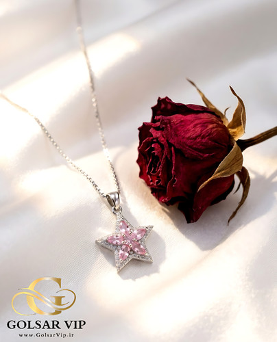 گردنبند ستاره صورتی رنگ ثابت و ضد حساسیت آلیاژ استیل کیفیت بالا
