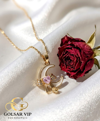 گردنبند ماه رنگ ثابت و ضد حساسیت - آلیاژ استیل با آبکاری طلا کیفیت بالا
