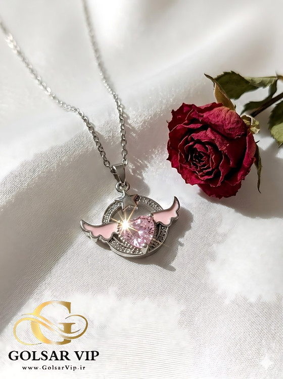 گردنبند قلب بالدار رنگ ثابت و ضد حساسیت آلیاژ استیل کیفیت بالا