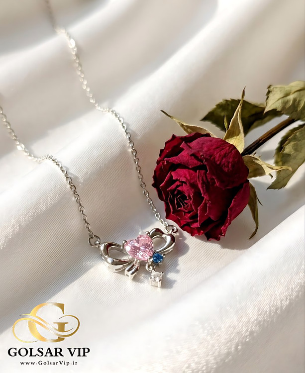 گردنبند پاپیون رنگ ثابت و ضد حساسیت آلیاژ استیل کیفیت بالا