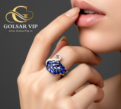 انگشتر قو آبی رنگ ثابت و ضد حساسیت آلیاژ استیل کیفیت بالا