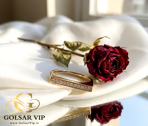 انگشتر رزا ژوپینگ رنگ ثابت و ضد حساسیت آلیاژ استیل با آبکاری طلا کیفیت بالا