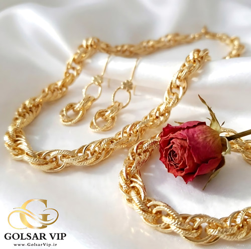 سرویس فول کپی طلا رونا رنگ ثابت و ضد حساسیت آلیاژ استیل با آبکاری طلا کیفیت عالی