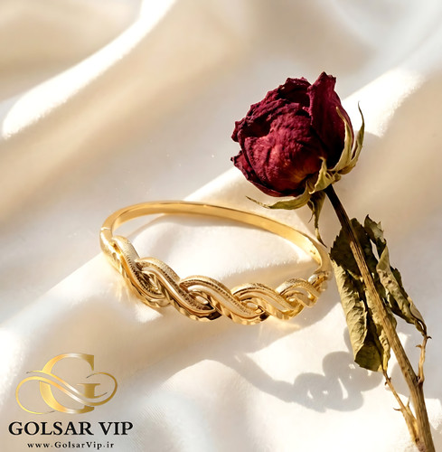 بنگل لاله ژوپینگ رنگ ثابت و ضد حساسیت آلیاژ استیل با آبکاری طلا کیفیت عالی