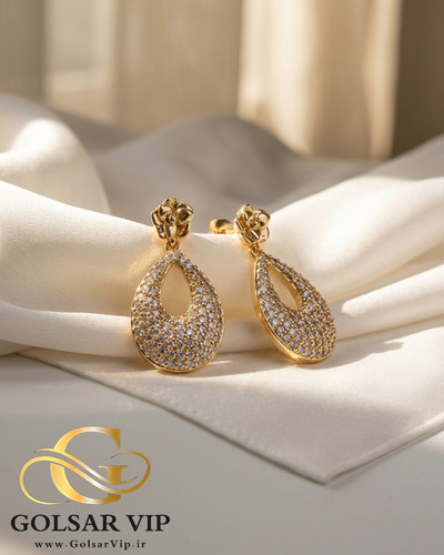 گوشواره اشک فول نگین کلاسیک ژوپینگ | کد 416