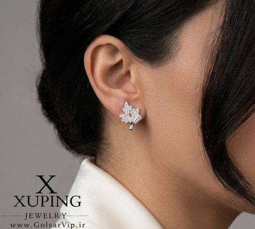گوشواره برگ فول نگین ژوپینگ | کد 473